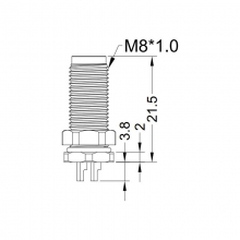 PCB Connector, Solder, A Code - M8 3pins A code male straight front panel mount connector, unshielded, solder